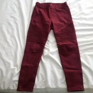 Burgundy Moto Leggings